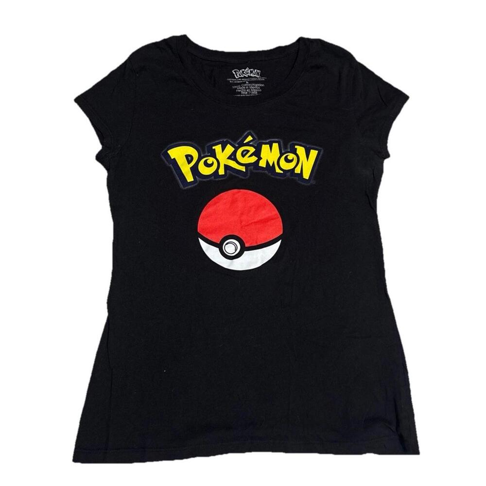 POKEMON Women’s Large Shirt Black Short Sleeve Slim Fit